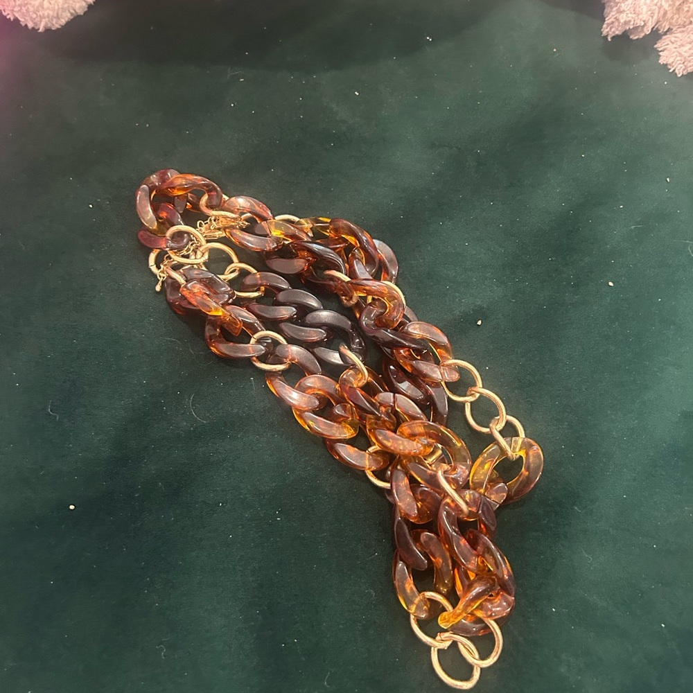 Vintage Tortoiseshell and Gold Chain Necklace or belt!